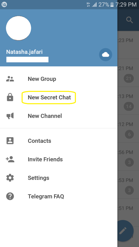 گفتگوی مخفی در تلگرام